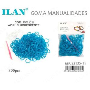 Ilan Goma Manualidades Blu Fluorescente 300 Pezzi per Artigianato - Product Image 1