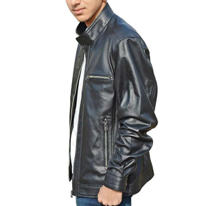Chaqueta de Cuero Negra para Hombre 2024, Cuello Alto, Capucha, Tela de Lona, Estilo Urbano, Servicio OEM, Producto Nuevo, Manga Larga - Product Image 2