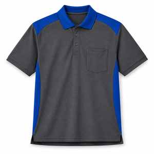 Red and <b>Black</b> Short Sleeve <b>Polo</b> <b>Shirt</b> with Chest Pocket and Contrast Panels Staff Uniform Team Uniform Casual Wear Collared Top - Product Image 6