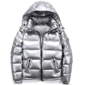 Veste matelassée noire brillante personnalisée pour homme, vente en gros, manteau à capuche brillant, veste d'hiver chaude rembourrée, vêtement d'extérieur OEM de haute qualité - Product Image 5