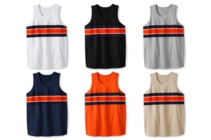 เสื้อกล้ามถักนิตติ้งผู้ชาย สีขาว กรมท่า ส้ม เป็นมิตรกับสิ่งแวดล้อม แห้งเร็ว ระบายอากาศดี สไตล์ฮิปฮอป คอกลม ทรงลำลอง 100% - Product Image 3