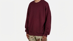 Sweat-shirt à col rond surdimensionné pour homme, couleur unie, coton, molleton français, pull décontracté, vêtements d'automne - Product Image 4