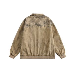 Dip Dye Fleece Bomber <b>Jacket</b> Unisex Casual Stand Collar Regular Sleeve Knitted Cotton Bamboo Fiber Autumn Loose Fit Pullover - Product Image 4