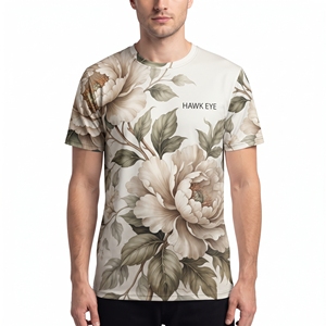 High Quality Men's Floral Print Sublimation <b>Shirt</b> Short Sleeve O Neck Regular Fit <b>Polyester</b> Casual <b>T</b> <b>Shirt</b> Wholesale - Product Image 5