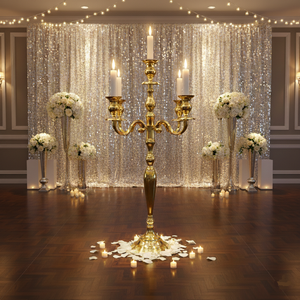 Luxury Party Centerpiece Candelabra High Quality Finishing Metal Crafted Hot Selling Handmade Pillar <b>Candlestick</b> Holder for Sale - Product Image 2