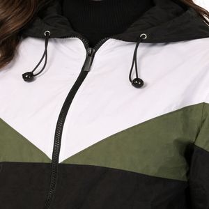 Chaqueta Cortavientos para Mujer con Panel en V, Capucha y Cierre Frontal, Ligera, Estilo Urbano, Ropa Deportiva Activa - Product Image 4