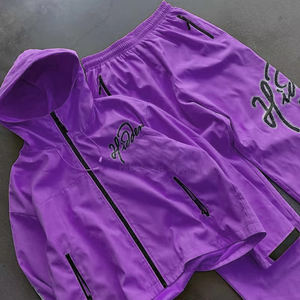 Ensemble de survêtement de jogging en nylon avec fermeture éclair et poches cargo, coupe-vent, personnalisable avec logo, pour hommes – Vente en gros, haute qualité - Product Image 6