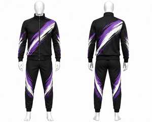 <b>Men's</b> Black Purple White Tracksuit Set Zip <b>Jacket</b> Jogger Pants Sportswear Athletic Casual Wear - 2 Piece - Product Image 1