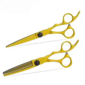 Professional Stainless Steel Sharp Right-Handed Medium Handle 28 Teeth Hair Cutting Scissors Yellow Coated Barber Shears - Product Image 2