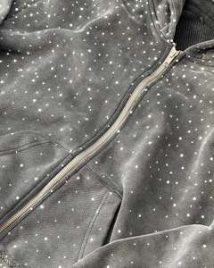 Sweat à capuche d'hiver de haute qualité avec strass, logo personnalisé, streetwear scintillant, cristaux écologiques pour hommes et femmes - Product Image 4