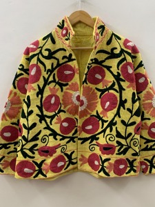 Veste en coton brodée florale bohème à col rabattu et manches longues pour femme, vêtement d'extérieur décontracté, grande taille, printemps - Product Image 4