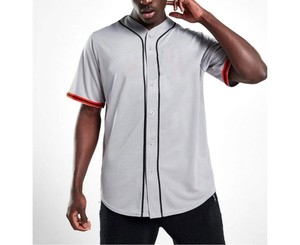 Camiseta de Béisbol Gris para Hombre, Manga Corta, con Cordón Ajustable, Malla Transpirable, 100% Poliéster, Corte Regular, para Todas las Temporadas, Personalizable para Equipos - Product Image 1