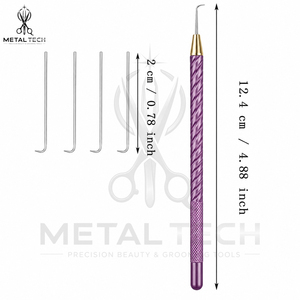 Support de ventilation à rainures spirales violettes, poignée moletée en métal, micro-crochets à verrouillage, aiguilles, outils professionnels pour perruques Lace Front et toupets - Product Image 6