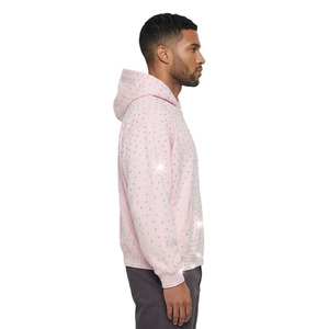 Sudaderas con cremallera y pedrería para hombre, corte holgado, forro polar de algodón grueso, estilo urbano, logotipo personalizado, alta calidad, venta al por mayor, OEM - Product Image 4