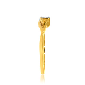 Anillo de Oro Sólido de 18K con Diamantes Florales, Diseño Artístico de Banda Abierta, Delicado Anillo con Racimo de Pétalos, Diamantes Cultivados en Laboratorio, para Compromiso o Fiesta - Product Image 3