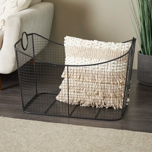 Modern Rectangle Metal <b>Wire</b> <b>Storage</b> <b>Basket</b> With Handles Multi-Purpose Organizer - Product Image 3