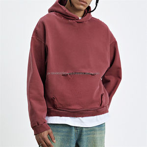 Ropa de calle personalizada para hombre, sudaderas con serigrafía, Jersey desgastado, lavado ácido, Hip Hop, Vintage, recortada, Sudadera con capucha para hombre - Product Image 1