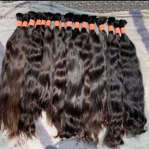 ผมแท้แบบอินเดียสีน้ำตาลอ่อนขนาด 22 นิ้ว แบบลอนธรรมชาติ สำหรับถักเปีย ผมแบบ Single Drawn ไม่มี Weft ต่อผมแบบธรรมชาติเต็มเส้น - Product Image 1