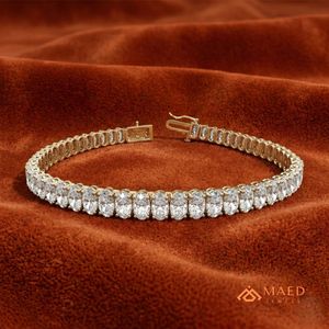 Pulsera de tenis de moissanita con corte ovalado chapada en oro de 18 quilates para mujer, estilo hiphop, lujosa y elegante, ideal para fiestas, regalo o uso diario. - Product Image 4