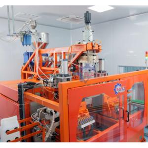 เครื่องผลิตถังพลาสติก PP HDPE PC ขนาด 1 ถึง 10 ลิตร แบบอัตโนมัติเต็มรูปแบบด้วยวิธีการอัดขึ้นรูปเป่าลม - Product Image 1