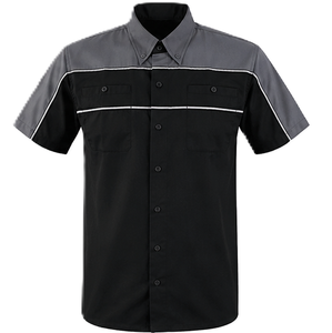 เสื้อเชิ้ตแขนสั้นผู้ชายลำลอง คอปกป๊อปลินบล็อกสี ใส่ได้ในฤดูร้อน - Product Image 1