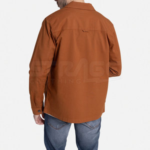 Soft 100% Cotton <b>Canvas</b> Winter <b>Jacket</b> Lightweight Breathable Eco-Friendly Front Logo Comfortable Outdoor Casual Wear - Product Image 4