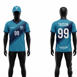 เสื้อฮอกกี้สนามชาย ผ้าโพลีเอสเตอร์พรีเมียม อินเตอร์ล็อค 160 GSM สีเขียวมิ้นท์ แถบข้างไหล่สีดำ แห้งเร็ว แบบสั้น รับสั่งทำสำหรับทีม - Product Image 2