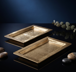 Plateau unique en métal lourd à bord plat, texture moulée, pour cuisine et salle à manger, articles de table en stock - Product Image 3