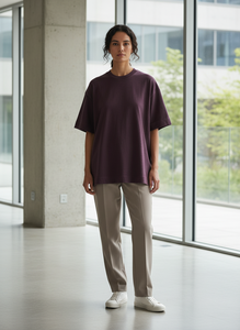 Men's 100% Cotton Crew Neck Short Sleeve Solid Casual Loose Ultra Soft Breathable Knitted 220g Customizable Front <b>Logo</b> - Product Image 5