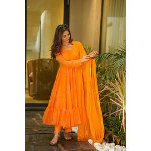 MARIGOLD ORANGE GEORGETTE Conjunto de traje de mujer TD 1035 - Product Image 2