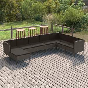 Conjunto de Muebles de Jardín de Ratán PE Gris con Acero con Recubrimiento en Polvo, Producto de Poliéster Duradero para Uso en Exteriores - Product Image 1