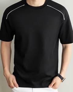 Nueva Camiseta de Verano para Hombre, Estilo Casual de Negocios, Corte Regular, Cuello Redondo, Manga Corta, con Patrón, Tejido Sólido de 180 Gramos - Product Image 1