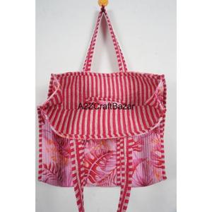 Bolsa de Mano Grande, 100% Algodón Puro, Multicolor, a Rayas, con Asas Largas, Ecológica y Sostenible, para la Playa y Compras - Product Image 6