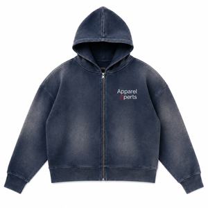 Sweat-shirt à capuche zippé surdimensionné pour homme, style vintage, en molleton épais délavé à l'acide, streetwear - Product Image 3