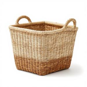 Cesta de mimbre natural de gran capacidad para cocina y baño, almacenamiento multiusos con construcción duradera hecha a mano - Product Image 5