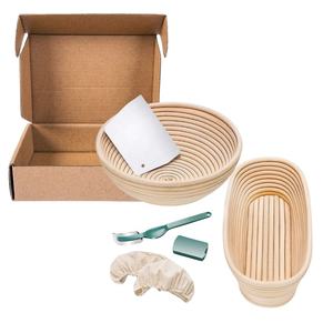<b>Set</b> <b>Baking</b> Tools Round Brotform Proofing Basket <b>Set</b>, Natural Cane Customized Request, Bake Bread With Professional Marks - Product Image 4