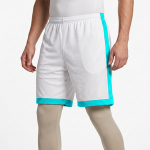 Shorts blancs pour hommes avec taille élastique noire, respirants, en polyester tissé, longueur bermuda - Product Image 6