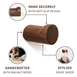 Crochets muraux en bois naturel modernes, perches décoratives en bois faites à la main pour l'organisation de la maison - Product Image 5