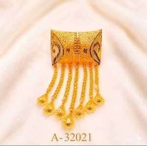 Broches en alliage de zircon doré avec chaînes pendantes pour femmes, bijoux pour fêtes et mariages, plaqué or A-32021 - Product Image 1