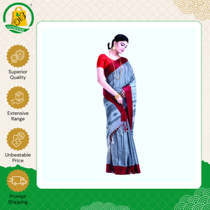 Nueva Colección de Diseñador de Sarees de Seda y Algodón Marrón 100% Puro, Hechos a Mano, Suaves y Ligeros, con Diseño Elegante para Bodas - Product Image 2