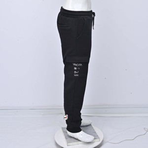 Mens Black Cotton Sweatpants <b>Elastic</b> Waist Drawstring <b>Lace</b> Casual Lightweight Printed Knitted Joggers Autumn Custom Logo - Product Image 4