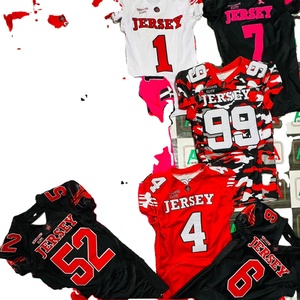 Maillot de football américain grande taille brodé, pantalon respirant extensible à sublimation, bonne qualité, manches courtes, photos réelles - Product Image 1