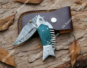 Navaja Plegable de Acero de Damasco para Pesca y Caza, Hoja Afilada, Multifuncional, Compatible con OEM/ODM - Product Image 2