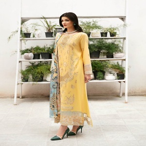 <b>Eid</b> <b>Dresses</b> Heavy Party <b>Dresses</b> <b>for</b> Women with Embroidered Lawn Three Piece Punjabi Suits by Ramsha Vol ANDAAZ-9 <b>Long</b> Maxi Frock - Product Image 2