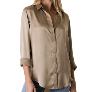 Chemise en soie pour femmes, manches longues, imprimé floral, chemisier élégant pour le bureau, vêtements de travail pour femmes, style vintage, chemisier en satin - Product Image 1