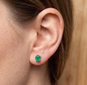 Natural Oval Cut <b>Emerald</b> Gemstone IGI Certified 925 Sterling Silver Handmade Classic Engagement Wedding Gift <b>Stud</b> Earrings - Product Image 6