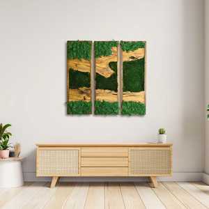 Arte Paisajístico de Musgo en Madera Nature Crest, Decoración de Pared de Bosque Hecha a Mano, Diseño Interior Verde de Lujo, Artesanía Premium - Product Image 2