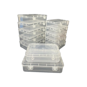 Plastic <b>Small</b> Storage <b>Boxes</b> Container <b>With</b> Lock <b>Lid</b> Jewellery Case Organiser PUREPACK Size No Clear - Product Image 1