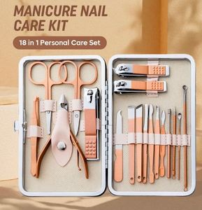 Set de Manicura y Pedicura de 18 Piezas, Cortaúñas y Kit de Cuidado de Uñas de Acero Inoxidable Color Oro Rosa con Estuche de Viaje Rosa - Product Image 5