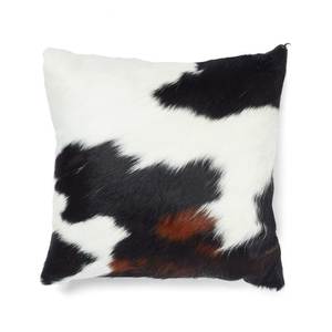 Square Cowhide Pillow 20x20in Black White Brown Fur Home Decor - Product Image 2